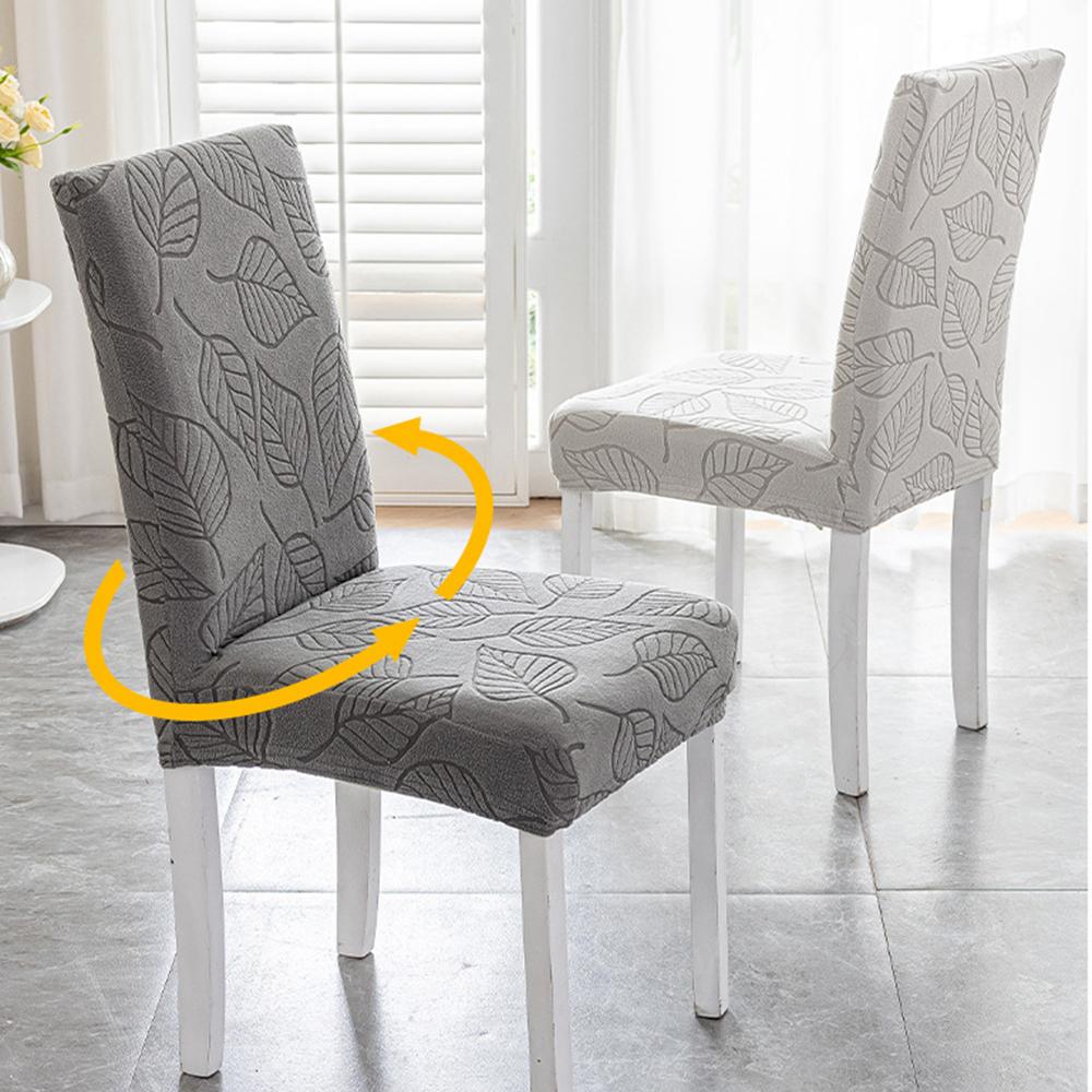 Leaf Jacquard Chair Cover Solid Elastic Dining Chair Cover Home Textile Seat Cover Wear-resistant Fashion