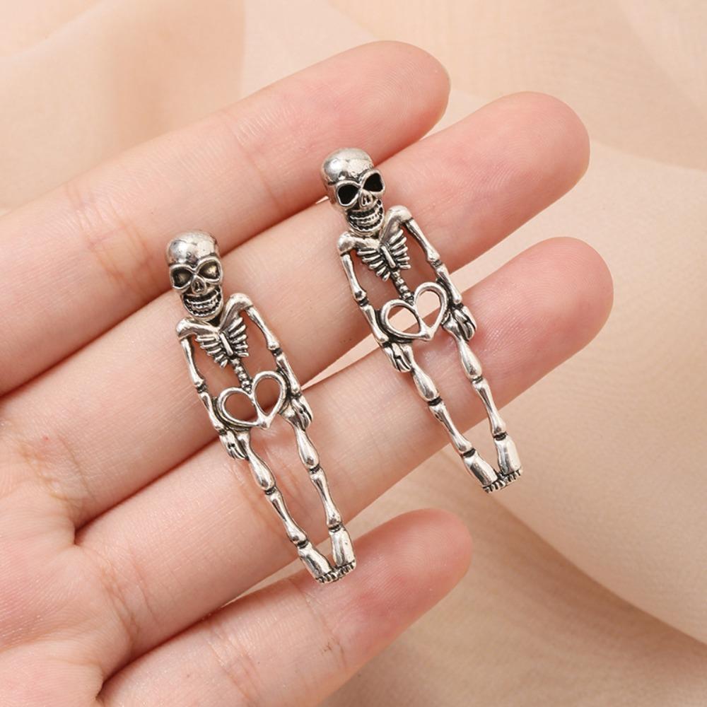 Zinc Zinc Alloy Skeleton Earrings Skull Imitation Human Bone Earrings Fashion Halloween Earrings  Accessories