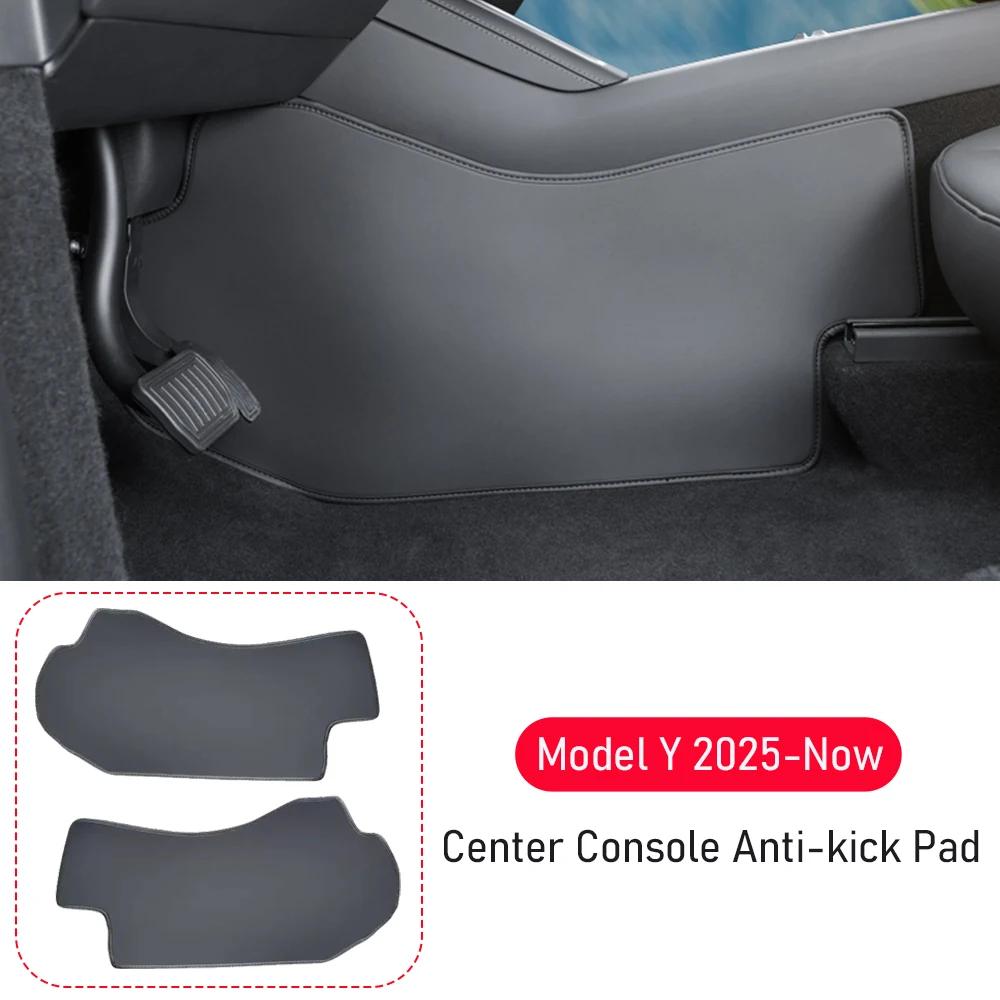 For Tesla Model Y Juniper 2025 2026 Center Console Two Side Panel Anti Kick Pads Protector PU Leather Foot Cover Mat Accessories