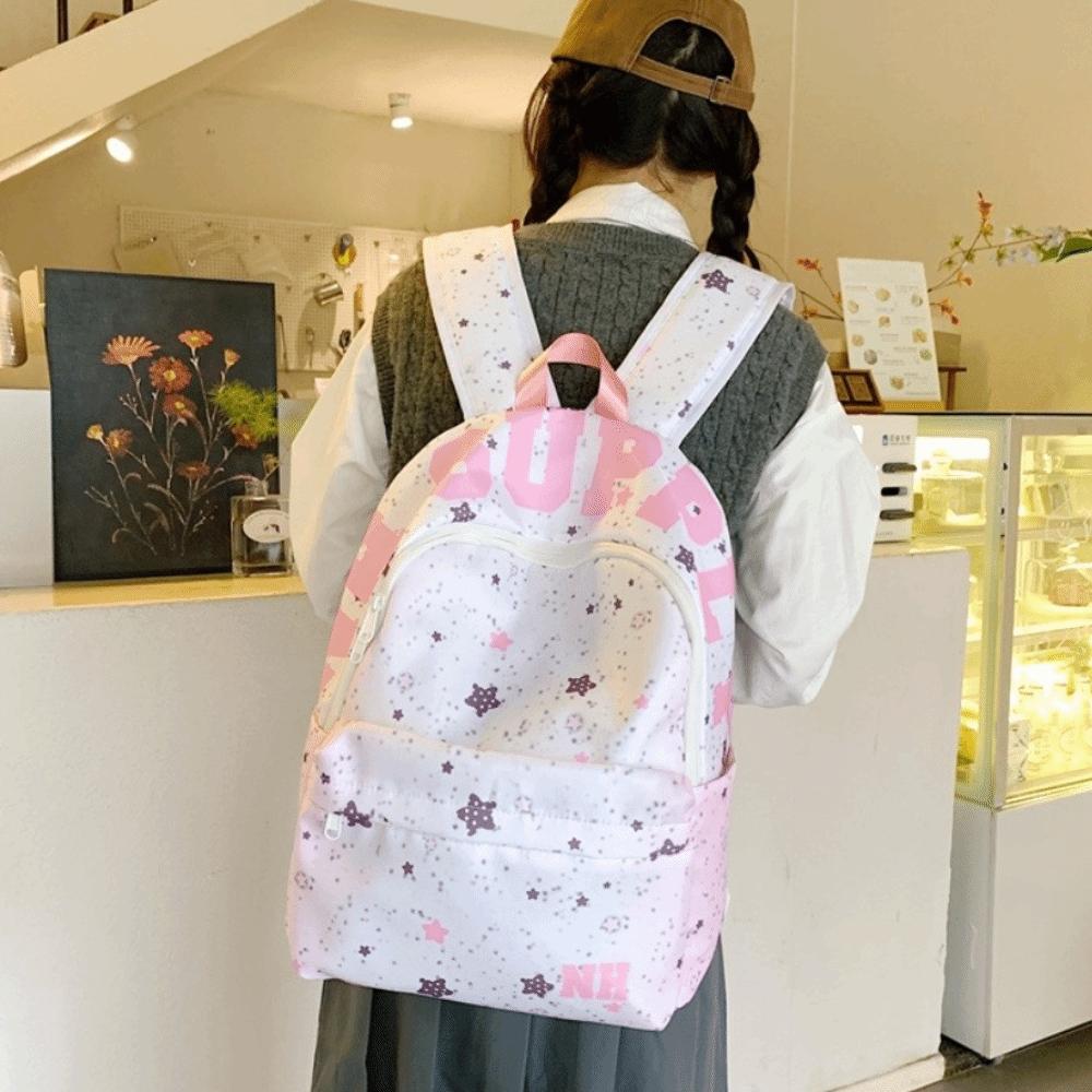 Letter Print Star Backpack Lightweight College Style Oxford Cloth Backpack Cloth Korean Style Students School Bag