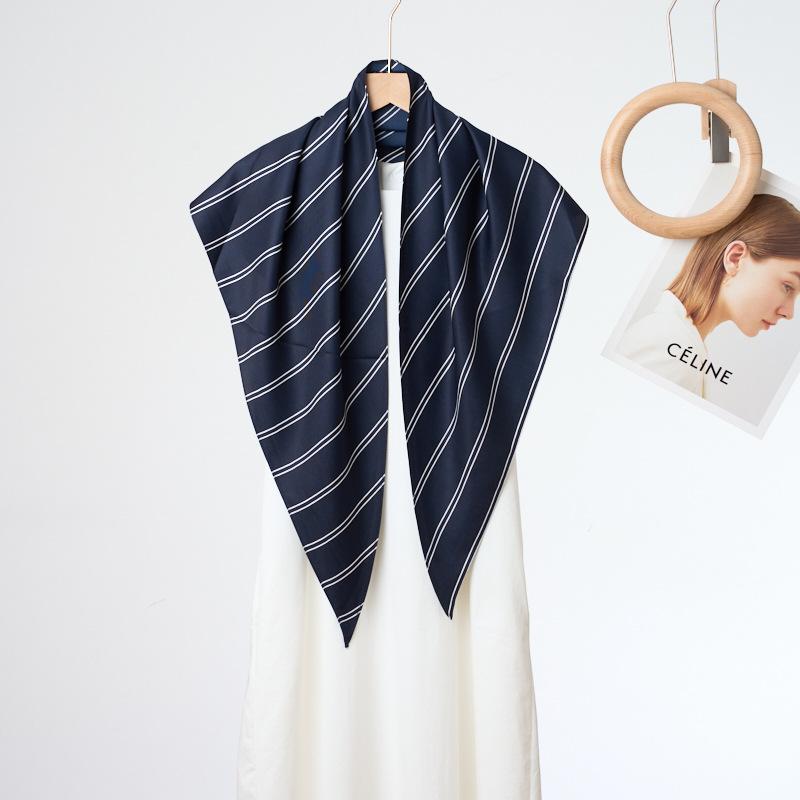 New fashion retro versatile striped triangle scarf women's fashion wear scarf old money style wear accessories silk scarf