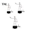 Spooky Halloween Decor Aquarium Dancing Skeleton, Bubble Driven Moving Joints Skeleton Underwater Skull Ornament, Realistic Swing