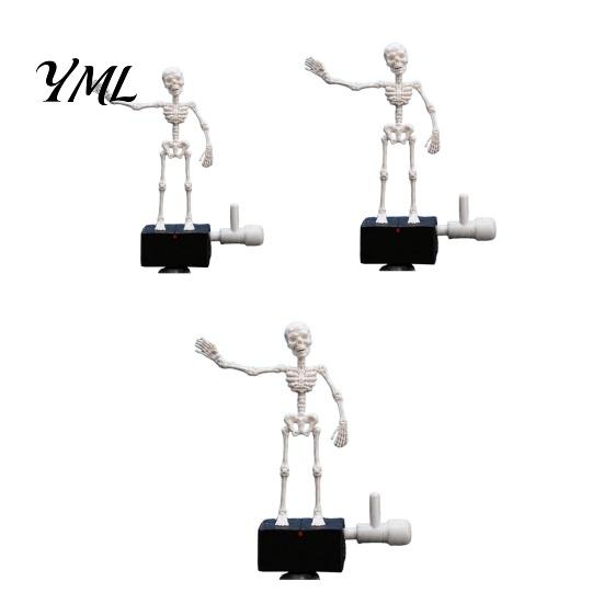 Spooky Halloween Decor Aquarium Dancing Skeleton, Bubble Driven Moving Joints Skeleton Underwater Skull Ornament, Realistic Swing