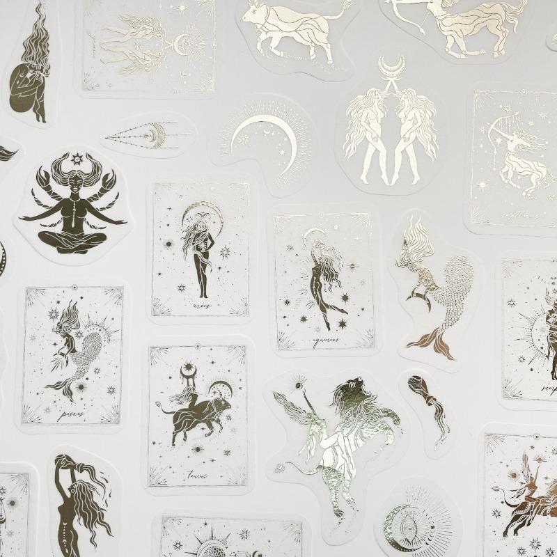 

40pcs Constellation Girl Decorative Gold Stickers Scrapbooking Label Diary Stationery Album Retro Decorative Scrapbooking Card