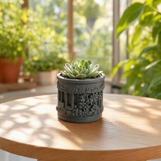 Yousheng Mini Roman Column Planter, Vintage Embossed Flower Pot, Small Greek Pillar Shaped Plant Container for Indoor Outdoor, Home Garden Decor