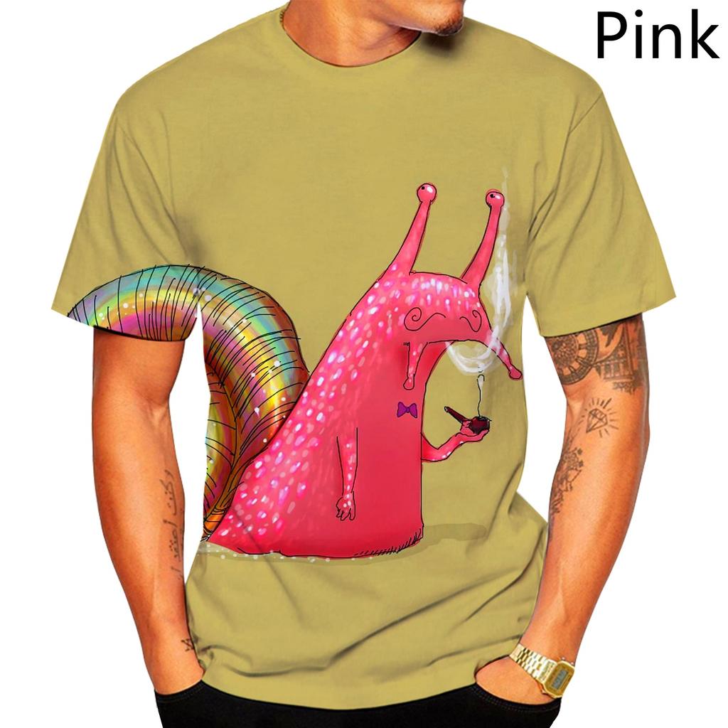 Letnie T-shirty męskie z okrągłym dekoltem, z zabawnym wzorem ślimaka 3D, modne, casualowe, z krótkim rękawem