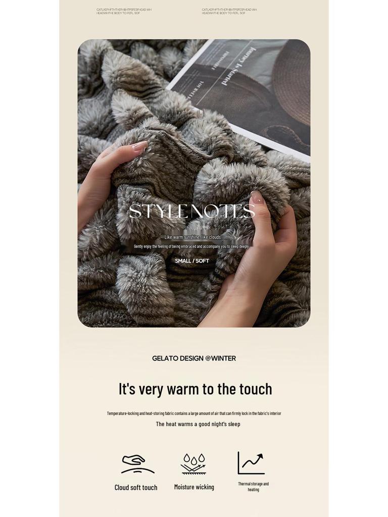 Luxury Winter Shu Cotton Velvet and Lamb Wool Blanket