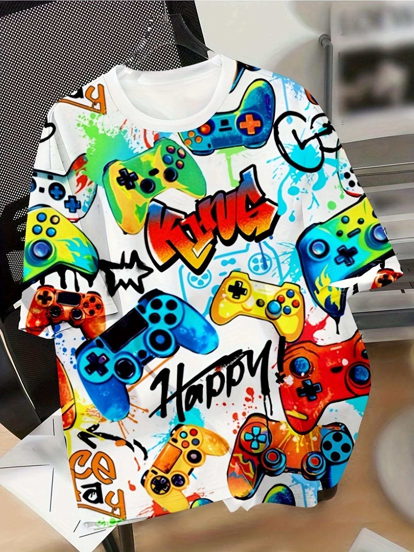 2026 new fashionable printed children s round neck short-sleeved T-shirt with cartoon game patterns S