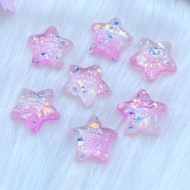 10Pcs/Lot New 22*23mm Resin Mixed Mini Shining Stars Flat Back Scrapbooking Hair Bow Center Embellishments DIY Accessories W59
