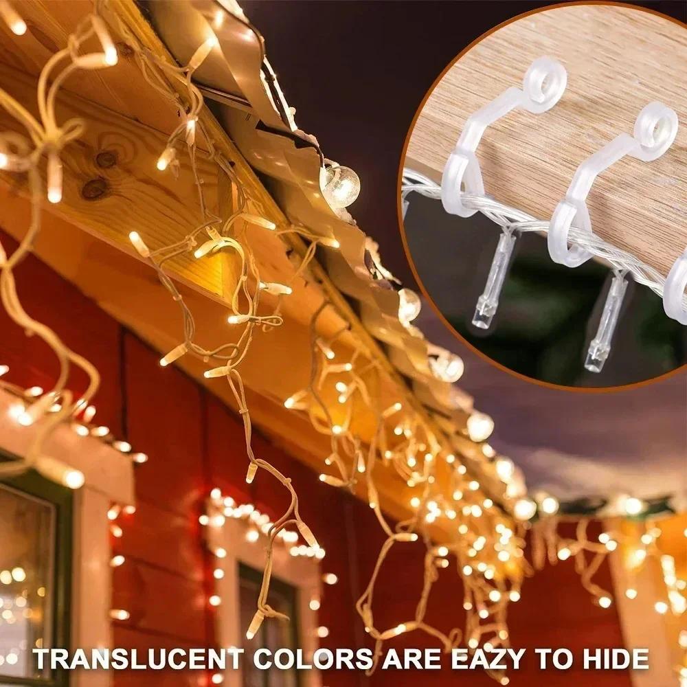 20/200PCS String Lights Holder Light String Clips Outdoor Gutter Clip Holiday Wire Clamp Festival Halloween Christmas Decoraton