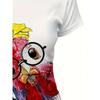 Womens Cartoon Chicken Graphic T Shirt Crew Neck Short Sleeve Soft Breathable Casual Active Workout Top