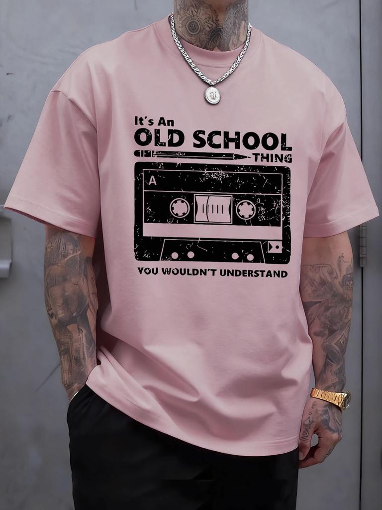 Mens Printed TShirt 100 Cotton Vintage Style Sportive Casual LooseFitting Comfortable TShirt