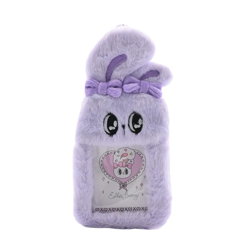 Cute Long-Eared Rabbit Plush Id Card Holder Photocard Holder Idol 3 Inches Photo Display Storage Cover Keychain Bag Pendant Gift