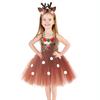 Brown Sequin Deer Costumes for Girls Christmas Princess Dresses Kids Reindeer Cosplay Outfit Children New Year Clothes Xmas Gift