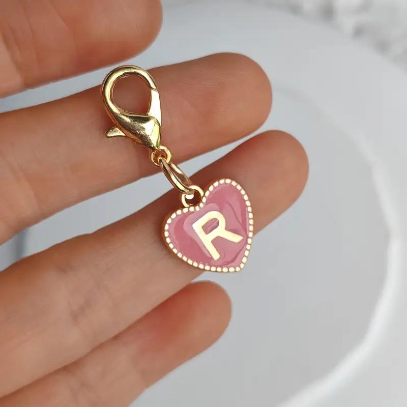 Cute Alphabet 26 Letters Heart Keychain For Bags Earphone Charm Pendants Accessories Gifts With Lobster Buckle