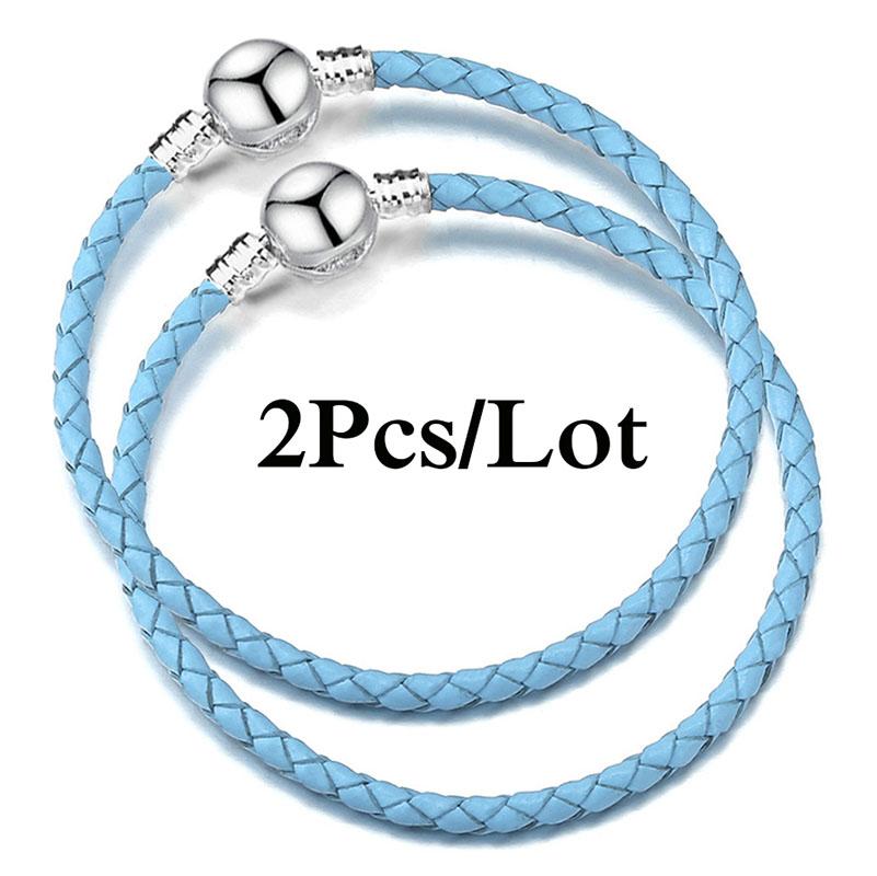 2 szt./partia Specjalna Oferta Skórzane Bransoletki Łańcuszkowe Pasują do Ręcznie Robionych Koralików Bransoletki z Charmsami Dla Par Pulsera Biżuteria Dla Kobiet Mężczyzn Hurtownia