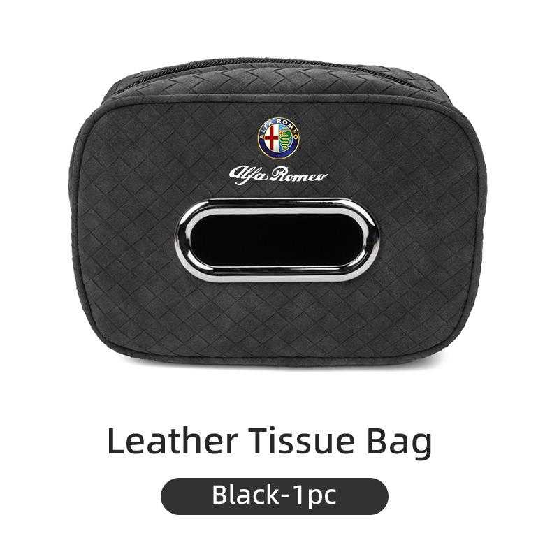 Car Tissue Box Leather Seat Back Hanging Napkins Paper Towel Bag For Alfa Romeo 159 Giulietta Giulia 147 Mito 156 166 GT Stelvio