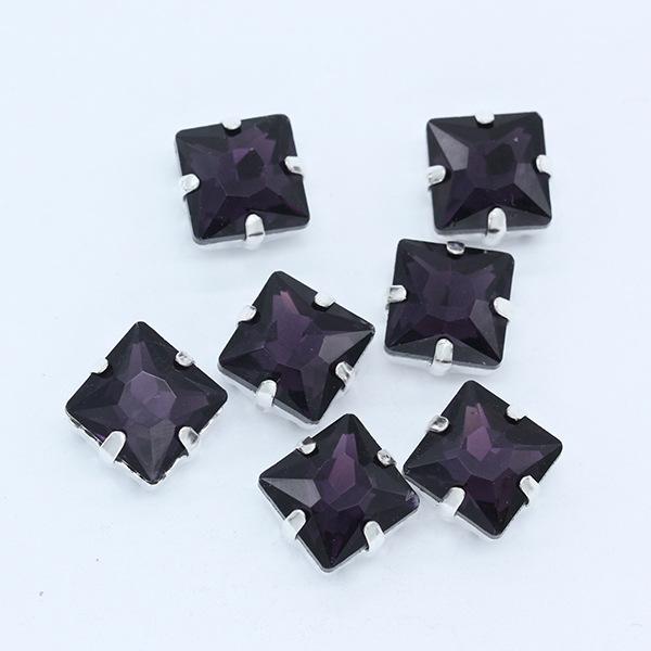 Strassuri Pătrate din Sticlă de Cristal cu Gheare Argintii, Artizanat Cusut pe Piatră, Accesorii Vestimentare, Rochie de Mireasă, Pantofi, Geantă, Garnitură DIY