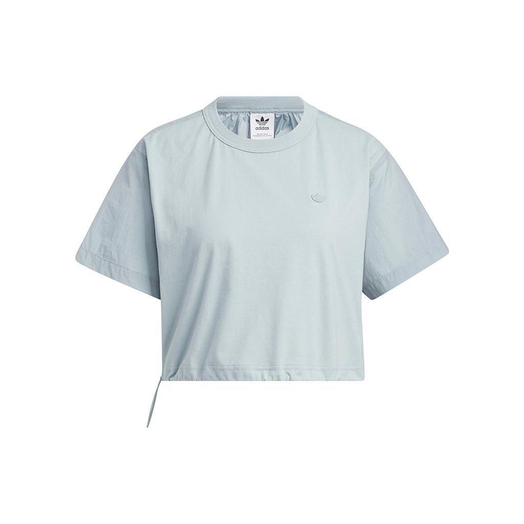 Adidas Originals Short Sleeve Logo T-Shirt Women Tops Blue HP0097