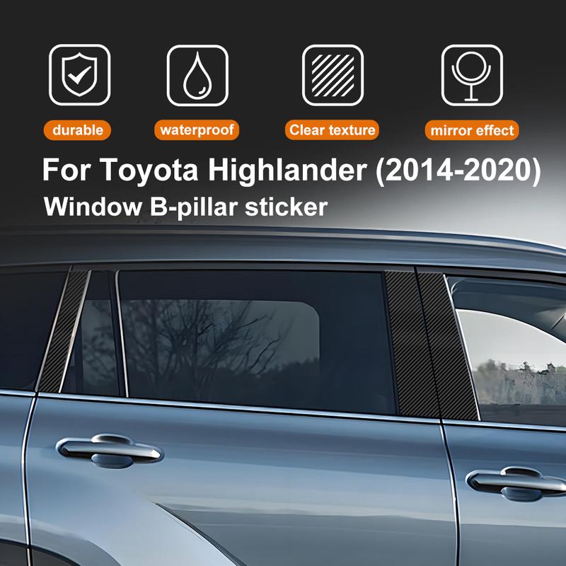 For Toyota Highlander Crown Kluger 2014-2020 2015 2016 2017 2018 2019 Window Door Column Deal B Pillar Post Cover Trim Sticker.