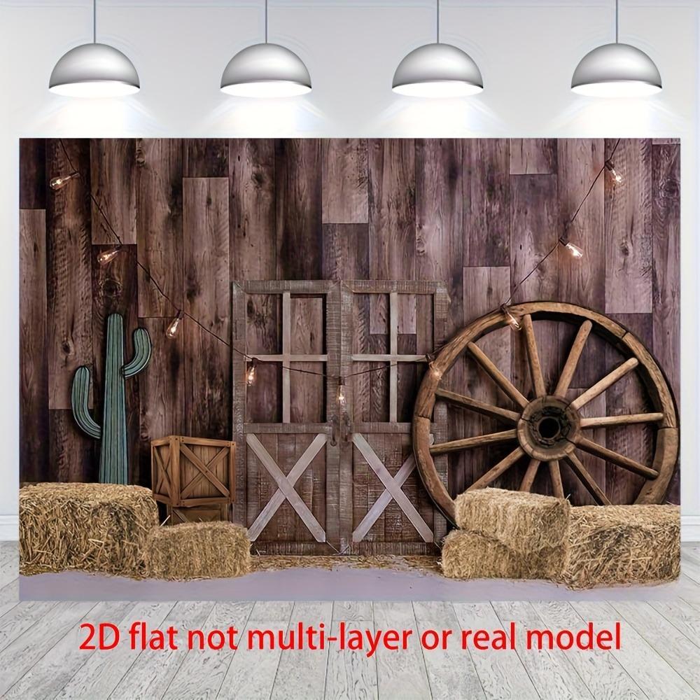 1 piece denim photography background cloth - antique wheels haystack rural theme western party photography background wall 150X100