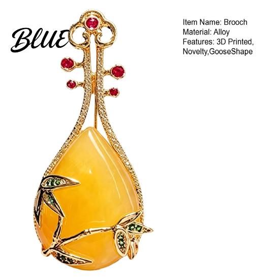 Decorative Lapel Pin Lute Brooch for Women Vintage Chinese Musical