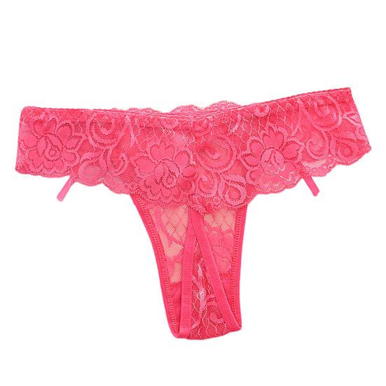 Dámské Tanga Květinové Výšivka Průhledné Krajkové Kalhotky Dekor s mašlí Nízký pas Elastické Svatební Noční Ložnice Dámské spodky