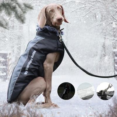 Reflective Dog Winter Coat Warm Waterproof Fleece Lined Large Dog Jacket Windproof Outdoor Pet Clothes Cold Weather Thermal Cozy