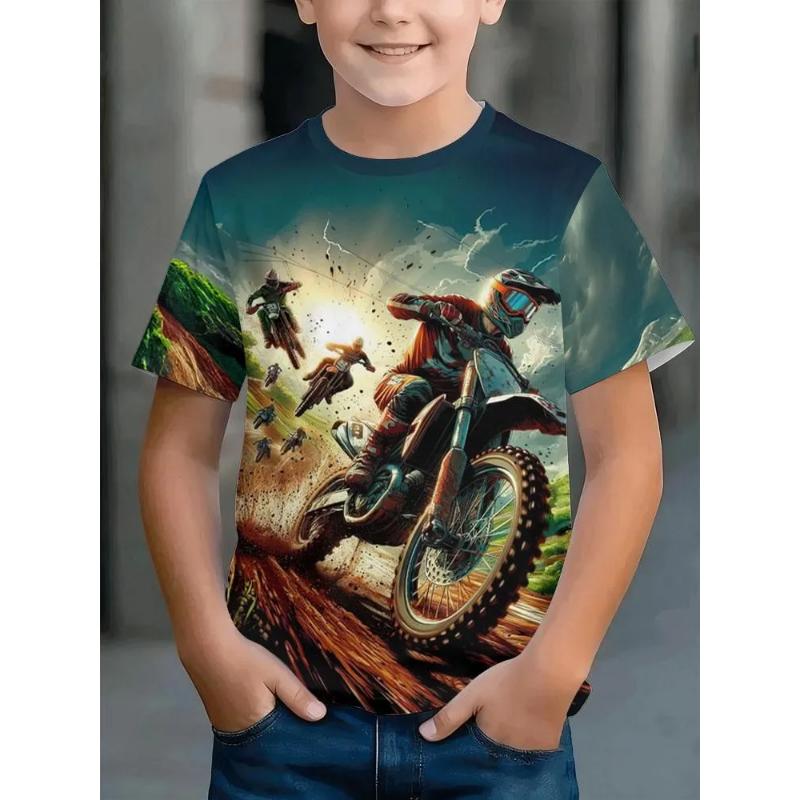 Fashion Children's Clothing Crew Neck Short Sleeve 3D Casual Color Printing Casual Short Sleeve Crew Neck T-Shirt
