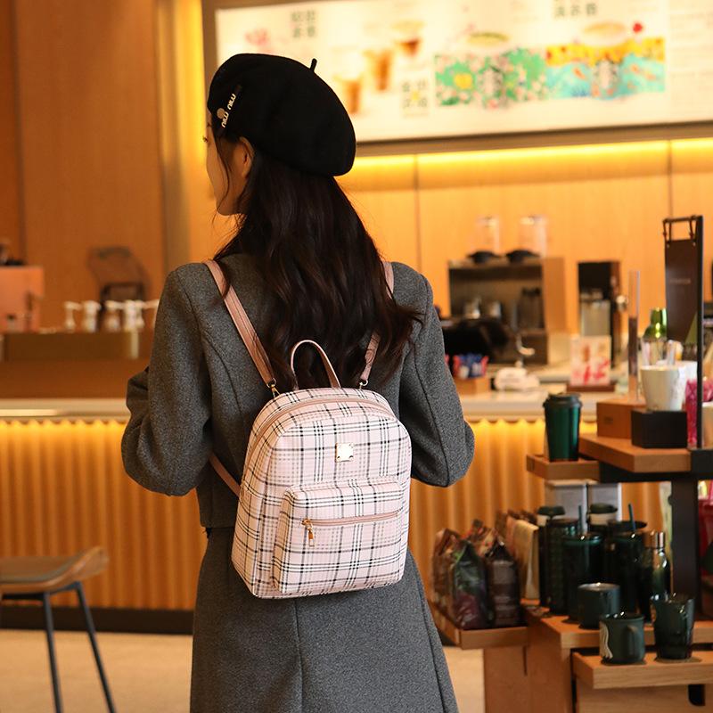 Women's backpack summer and autumn new trend fashion plaid print backpack handbag one piece