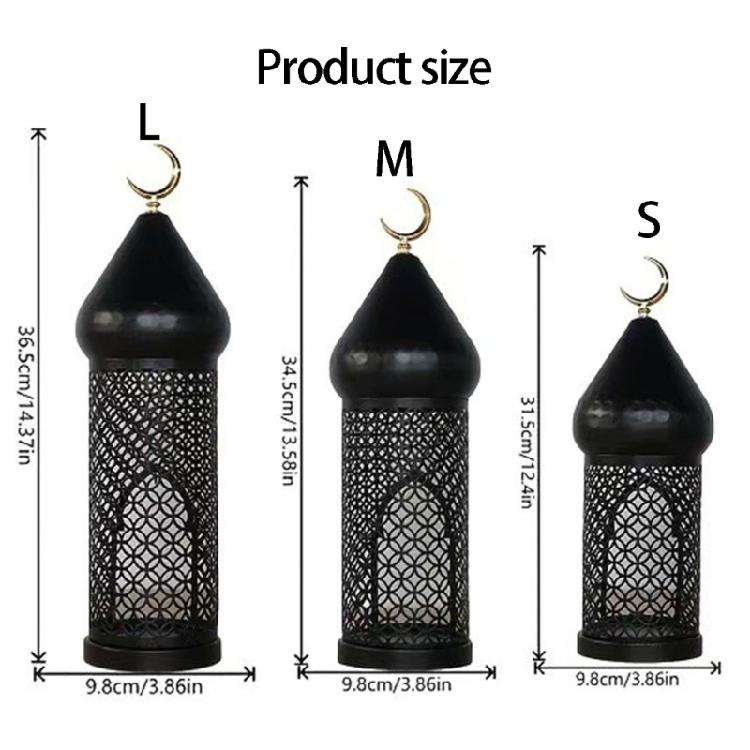 Moroccans Hollow Out Candle Holders Black Iron Lantern Decorative Candle Stand for Indian Wedding Eid Ramadans Event