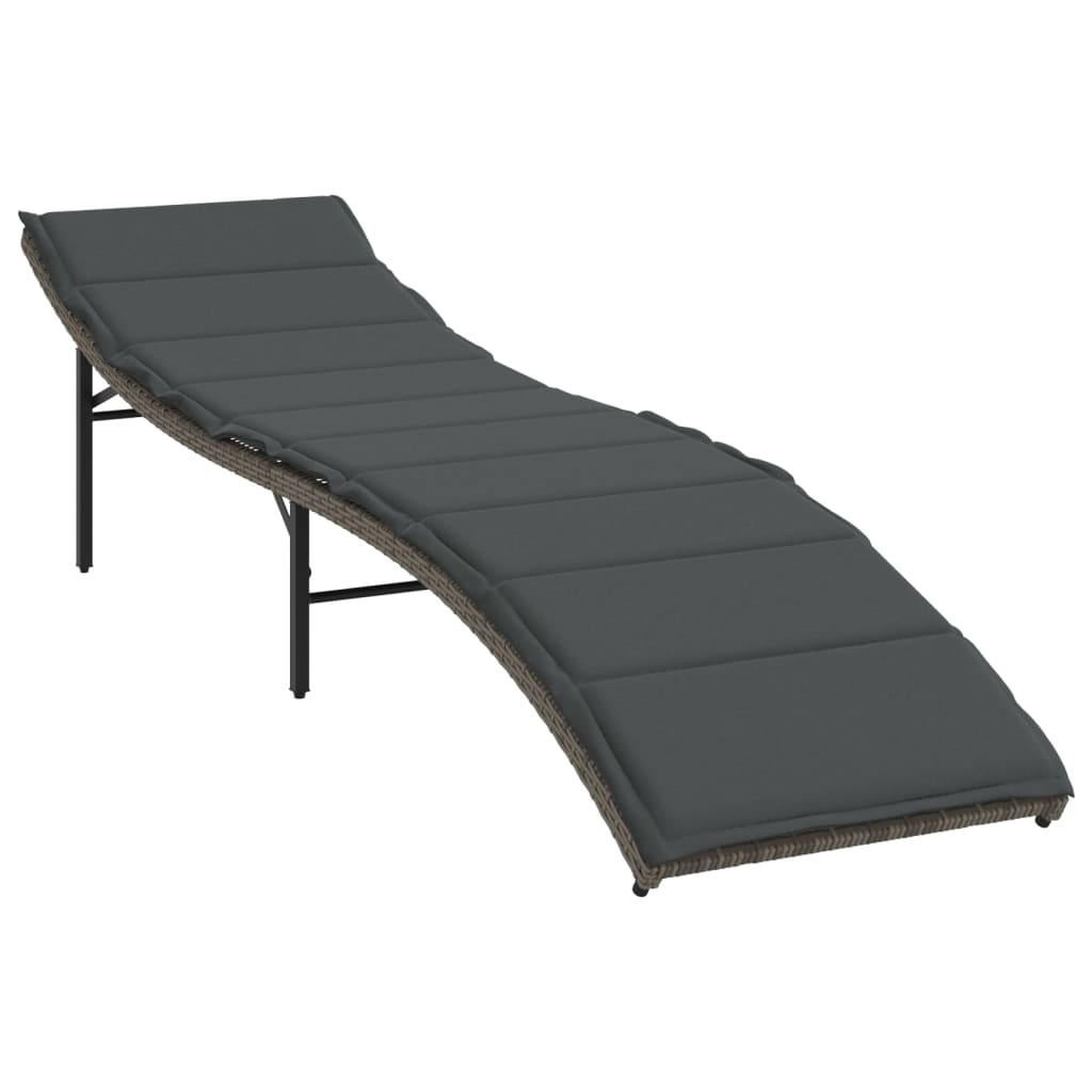 Vidaxl Sun Loungers with Table, 2 Pcs, Grey, Poly Rattan