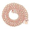 [Rockyu] Men's Necklace Chain, Pink Gold 18K Plated, Zirconia, Cuban Link Necklace, Miami Style, 12mm Wide, Thick Necklace, Hip Hop Finish, Hypoallerg