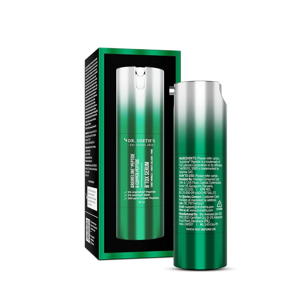 DR. Sheth's B'Tox Peptid Gesichtsserum 30 ml Für Glattere Straffere Haut Mit Nadelosem Lifting-Effekt