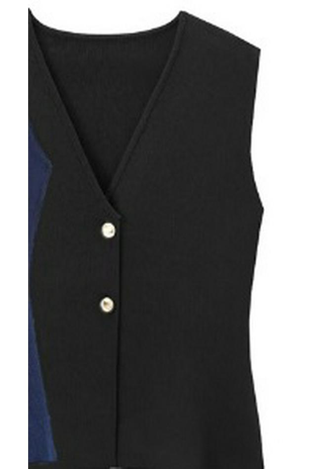 Women's Gold Button Knit Vest Top - European & American Style