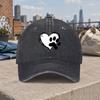 Heart Cat Paw Print Retro Washed Baseball Cap Unisex Casual Street Style Duckbill Hat Fashion Accessory