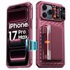 Protective Wallet Case with Card Holder, Kickstand and Camera Cover for iPhone 17 Pro Max-Orange