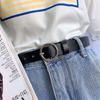 Sleek Versatile Womens Korean Circle Buckle Denim Belt Crafted From Quality Pu Style For