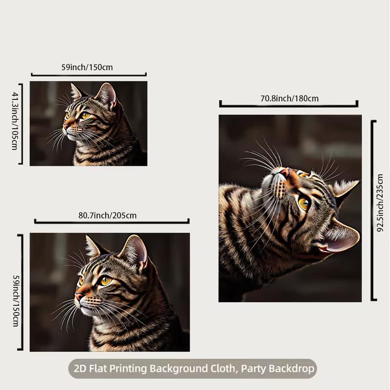 2D Realistic Tabby Cat Backdrop Cloth, Pet Portrait Photography Background