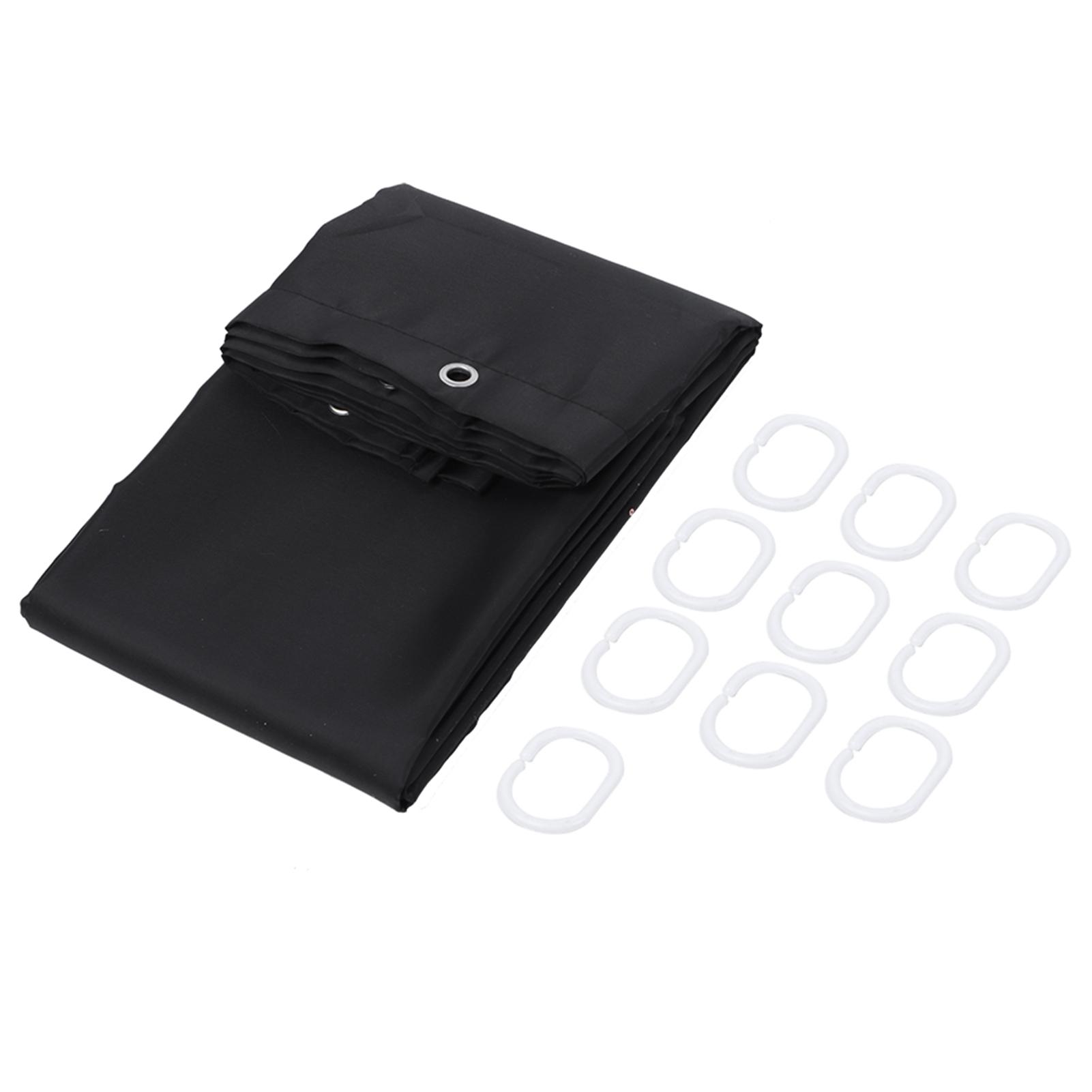 

Бытовая тканевая водонепроницаемая шторка для душа, занавеска для ванной комнаты с крючками, черная 150x180см 150x180cm / 59.1x70.9in