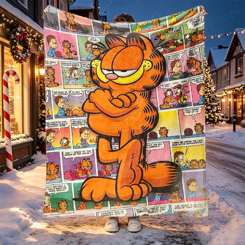 Garfield Pattern Blanket for Home Decoration, Bed, Sofa, Car Travel, Camping, Suitable for All Seasons, Birthday Christmas Gift