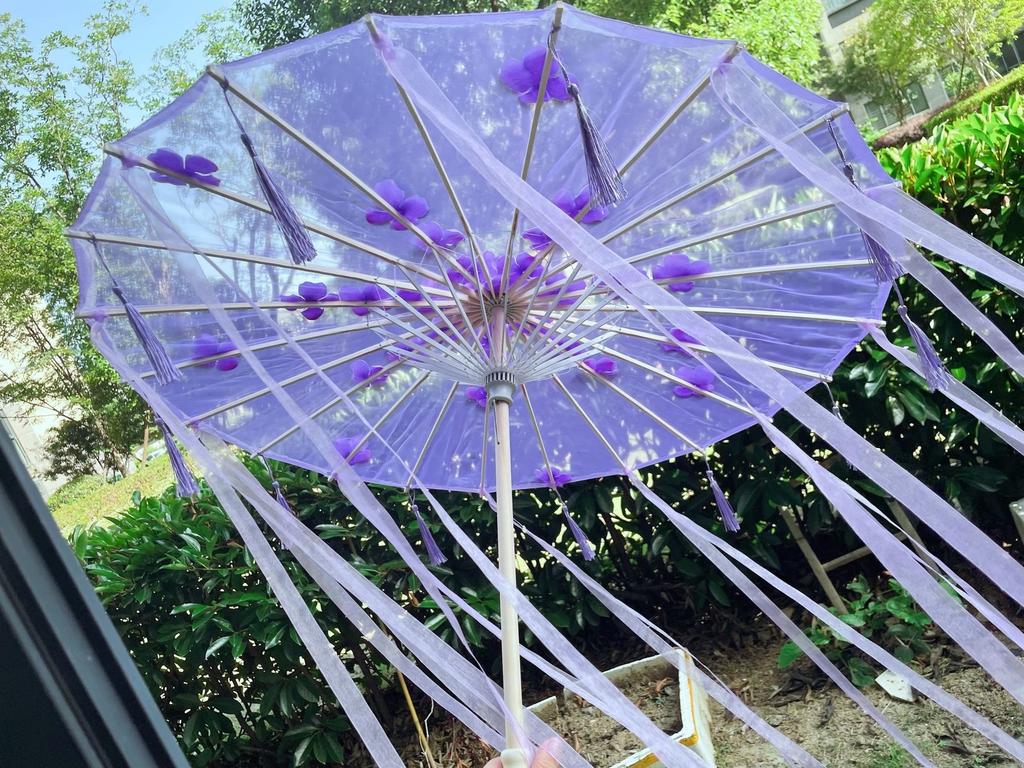 LED Chinese Japan Yarn Oiled Paper Silk Cloth Umbrella Costume Ancient Princess Umbrella Drama White Craft Umbrella Cosplay