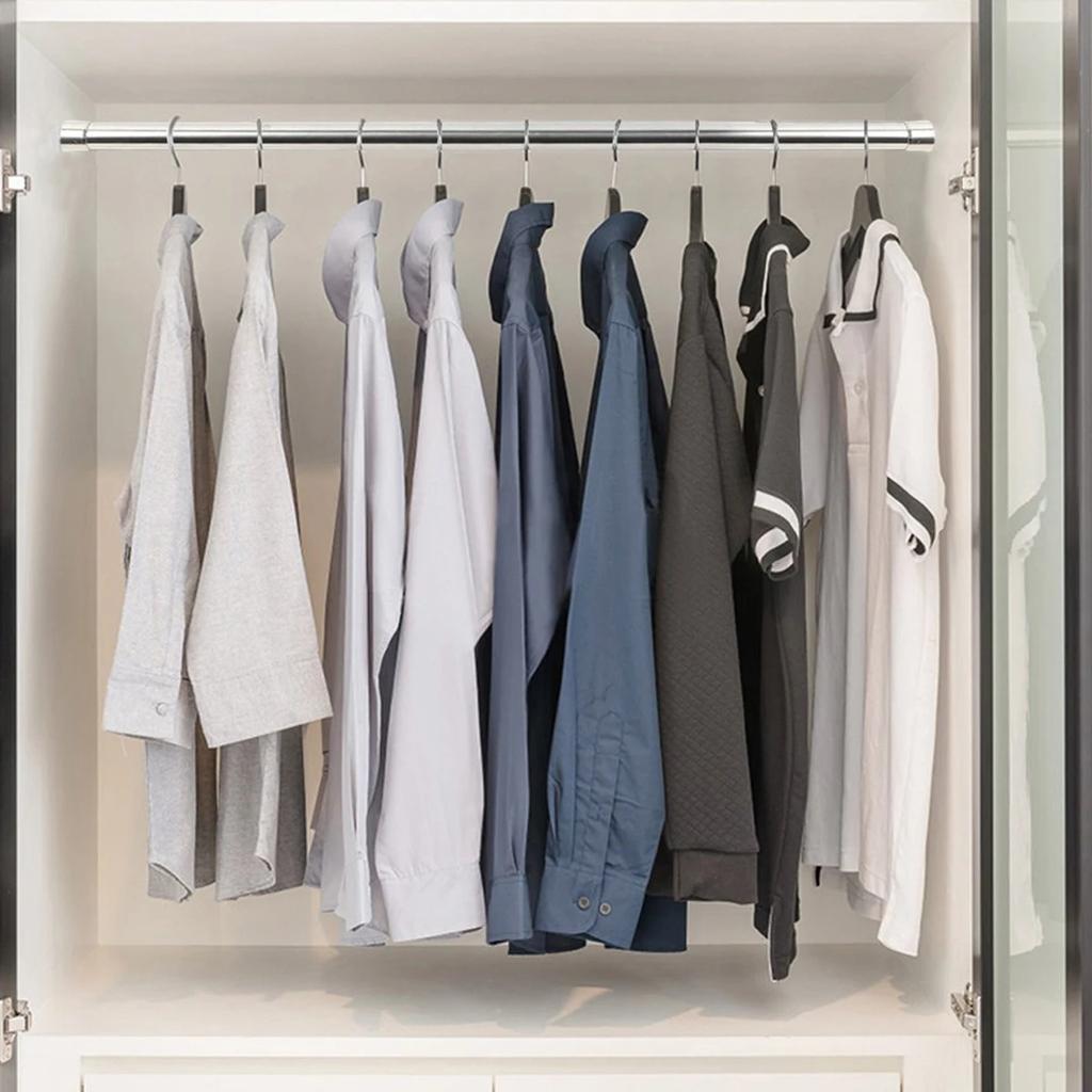 Šatní tyč Rozšiřitelná šatní tyč 56-100cm Nerezová tyč na oblečení s koncovými držáky Šrouby Nastavitelná skříňová tyč