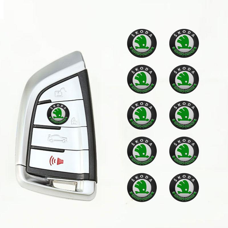Kxnmo9 11mm 14mm Car Key Emblem Metal Sticker Logo Decal For Skoda Octavia Rapid Kodiaq Karoq Fabia Kamiq Superb Derivative Vision