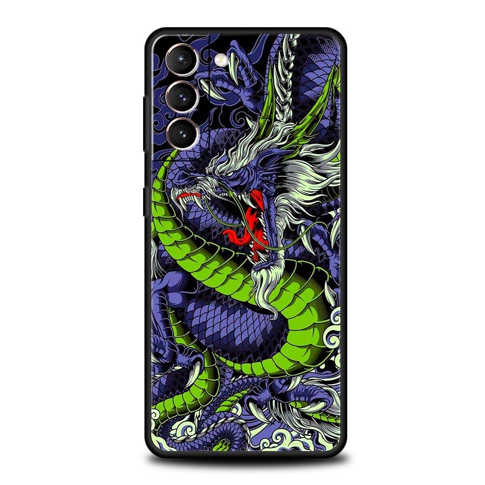 Phone Case For Samsung Galaxy S23 S22 Ultra S20 S21 FE 5G S10 S9 Plus S10E S8 Note 10 20 Silicone Black Cover Dragon Fashion