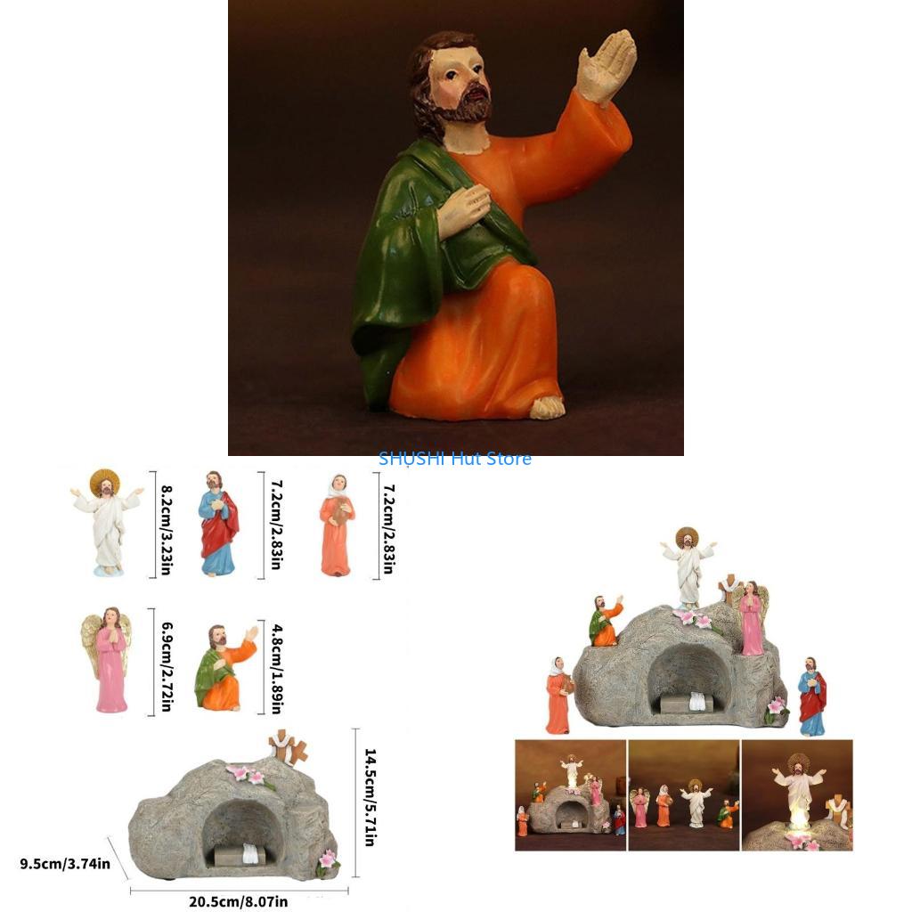 Resurrection Easters Tomb Scene Figurines Set for Seasonal Tabletop Decorations D57B China Mainland