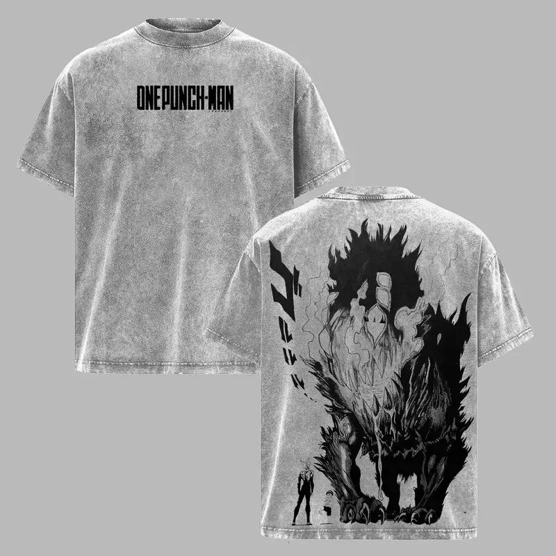 Hot Anime ONE PUNCH MAN Garou Overgrown Pochi Graphic Tee Men Clothing Washed Cotton Tshirt Casual T-shirt Harajuku Male T Shirt XXL серый 1590₽