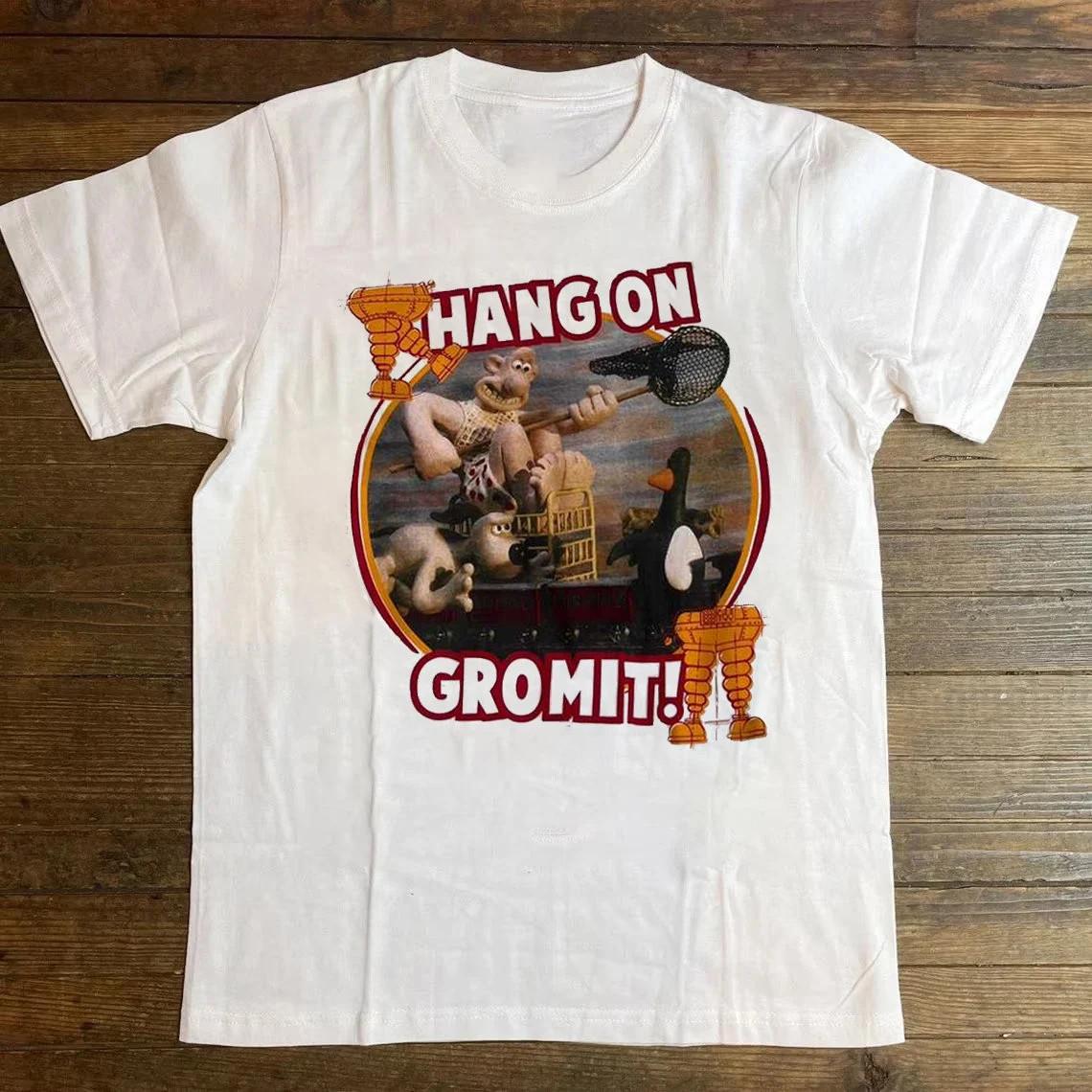 Vtg Wallace and Gromit Hang On Cotton Full Size Unisex Shirt AP399 XXXXL