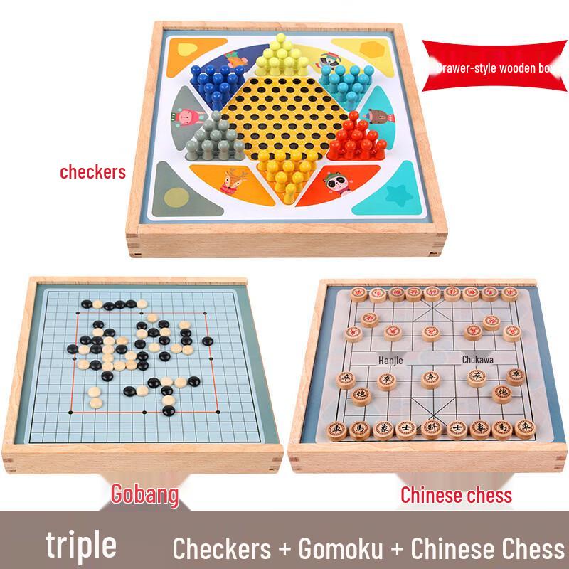 Mussels Kids 3-in-1 Chess & Flying Chess Board Game Set