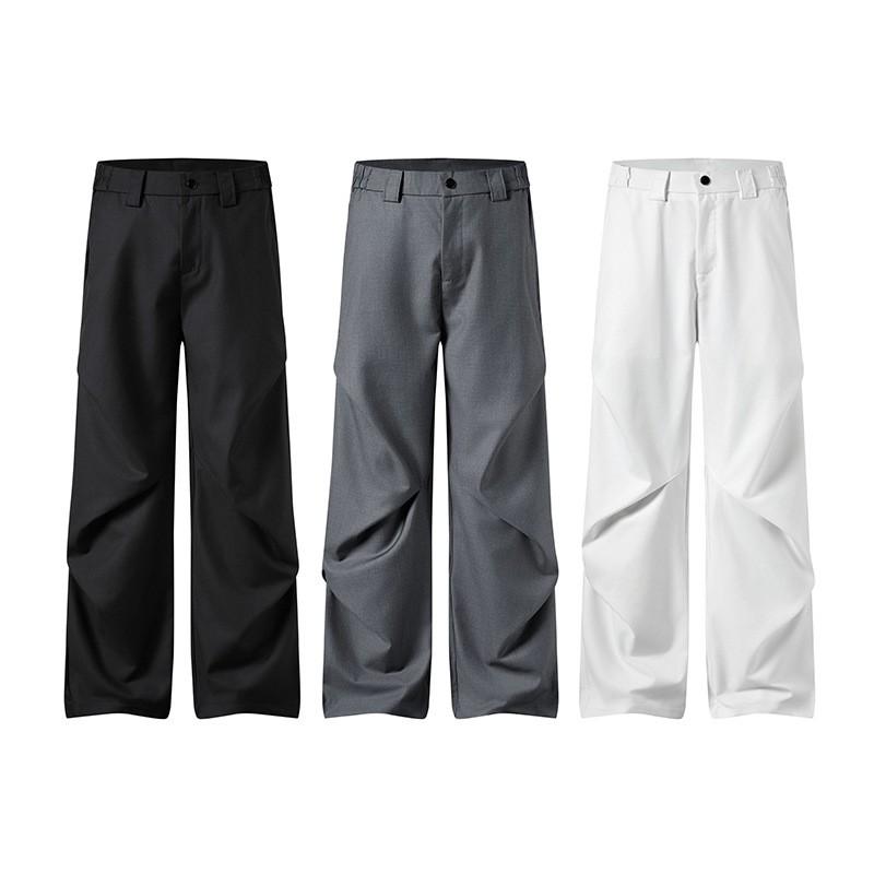 Pantalones Casuales Ligeros para Hombre con Pliegues, Corte Recto, Transpirables, Holgados, de Negocios